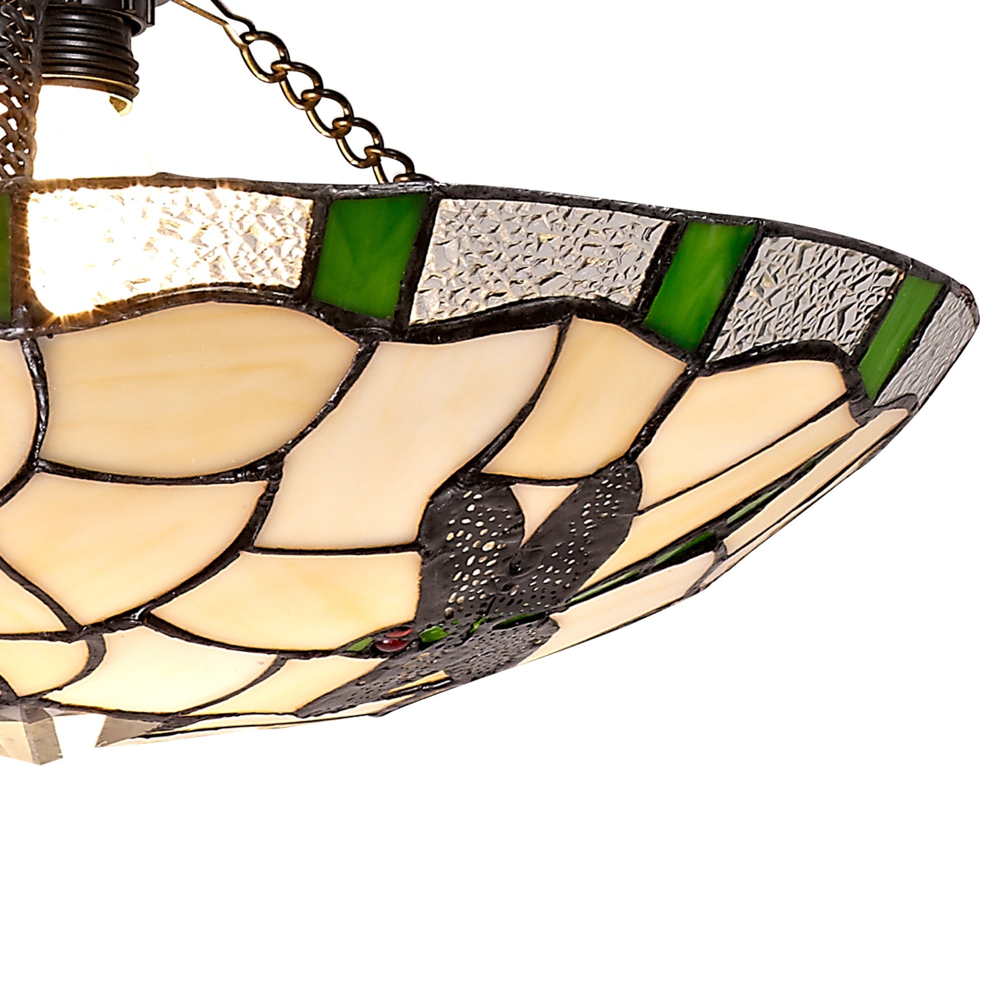 Odyssey 1 Light Pendant E27 With 35cm Tiffany Shade, Various Finishes & Clear Crystal & Black