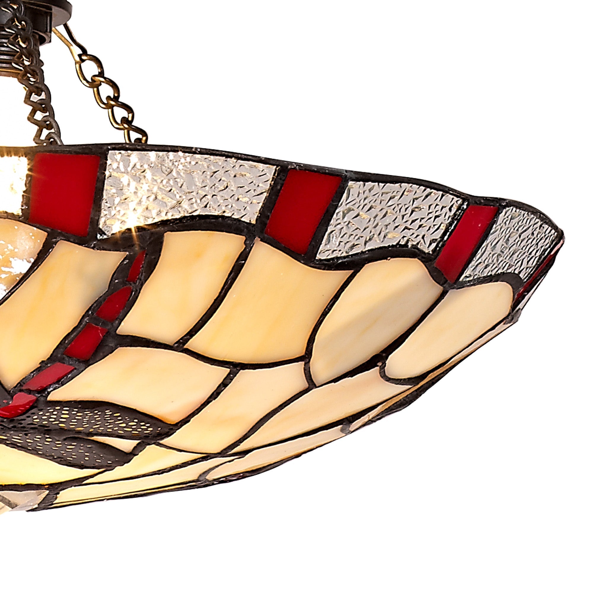 Odyssey 1 Light Pendant E27 With 35cm Tiffany Shade, Various Finishes & Clear Crystal & Black