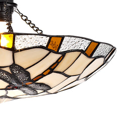 Odyssey 1 Light Pendant E27 With 35cm Tiffany Shade, Various Finishes & Clear Crystal & Black