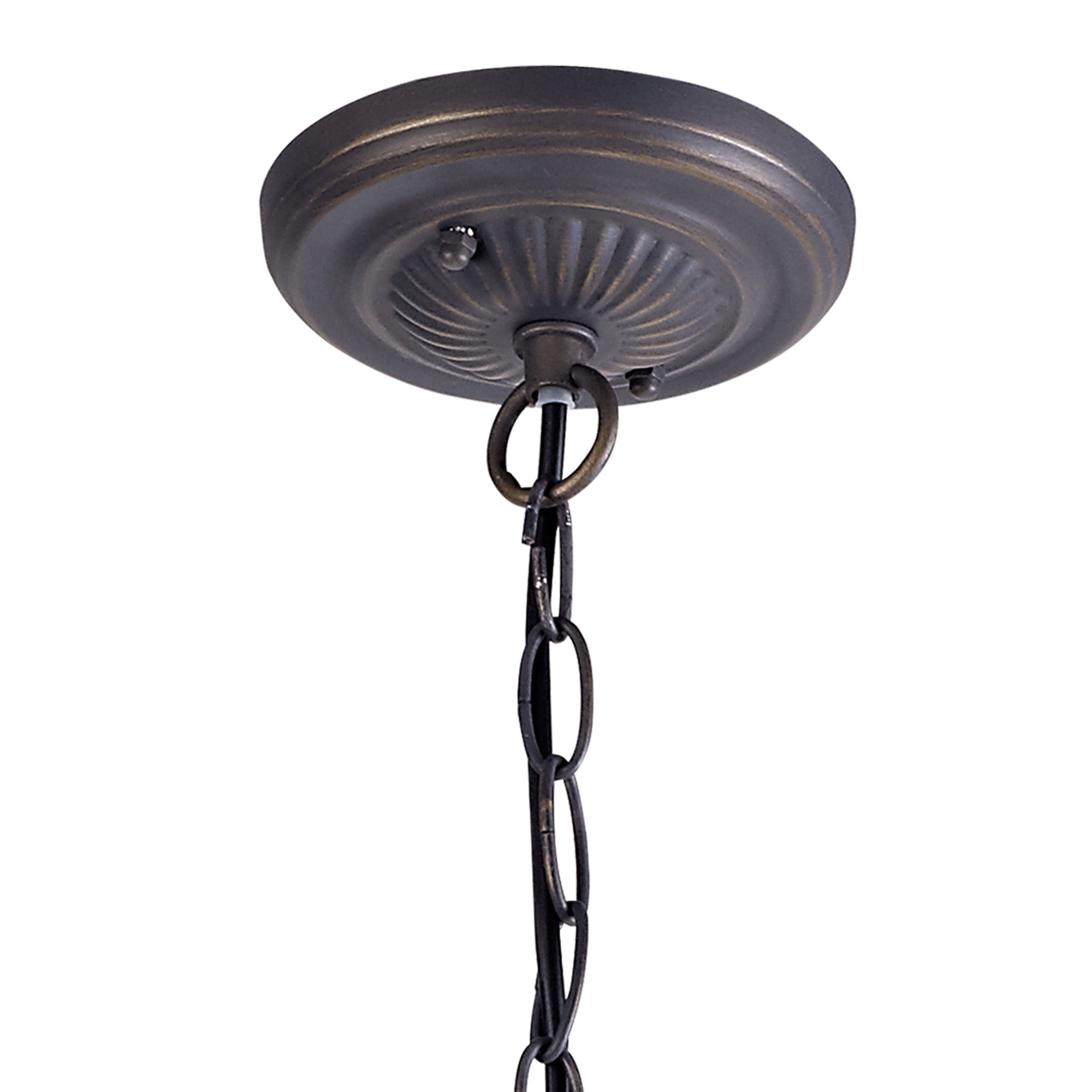 Oksana 1 Light Downlight Pendant E27 With Medium/Large Tiffany Shade, Blue & Clear Crystal & Aged Antique Brass