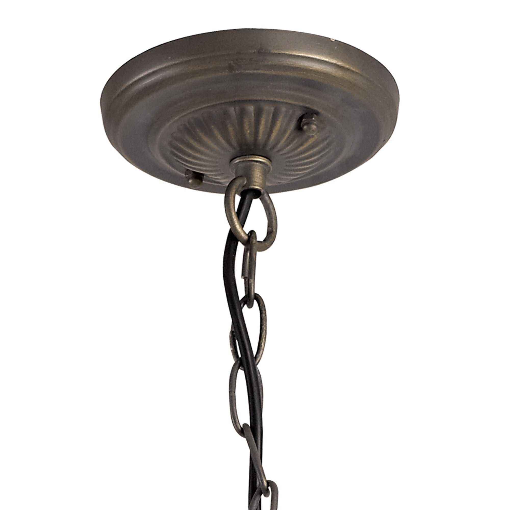 Oksana 2/3 Light Centre Ceiling Downlight E27 With Medium/Large Tiffany Shade, Blue & Clear Crystal & Aged Antique Brass