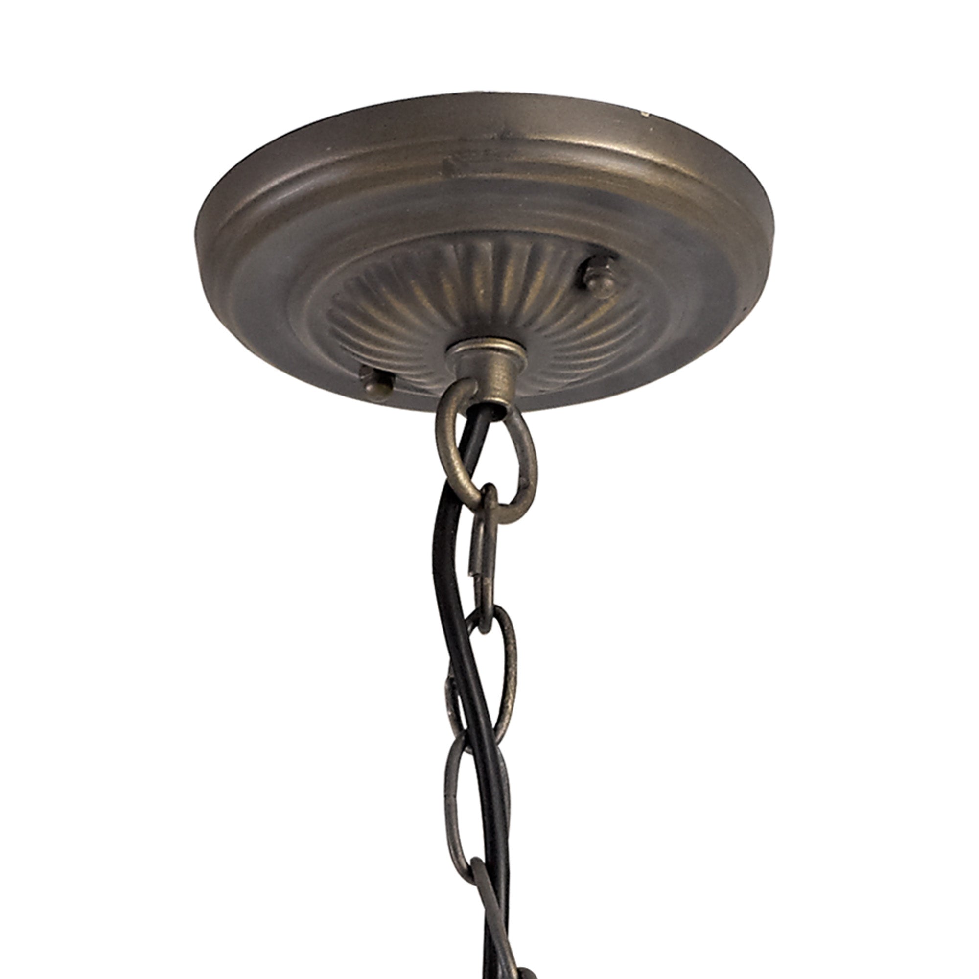 Oksana 2/3 Light Centre Ceiling Downlight E27 With Medium/Large Tiffany Shade, Blue & Clear Crystal & Aged Antique Brass