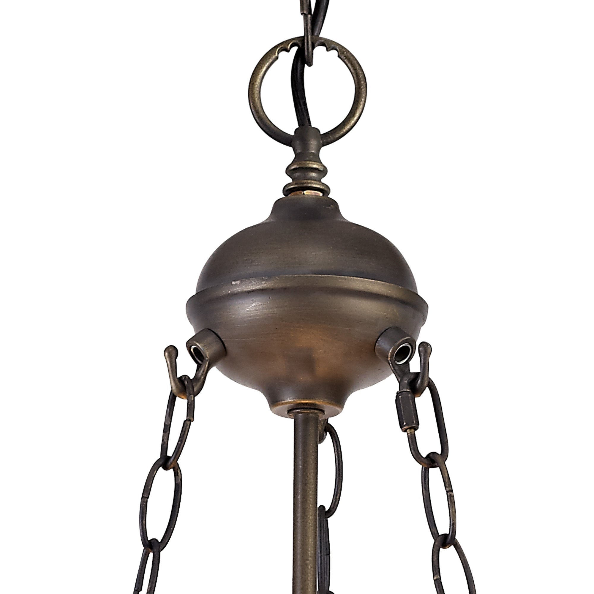 Oksana 2/3 Light Medium/Large Uplighter Centre Ceiling Light E27 With 30cm Tiffany Shade, Blue & Clear Crystal & Aged Antique Brass