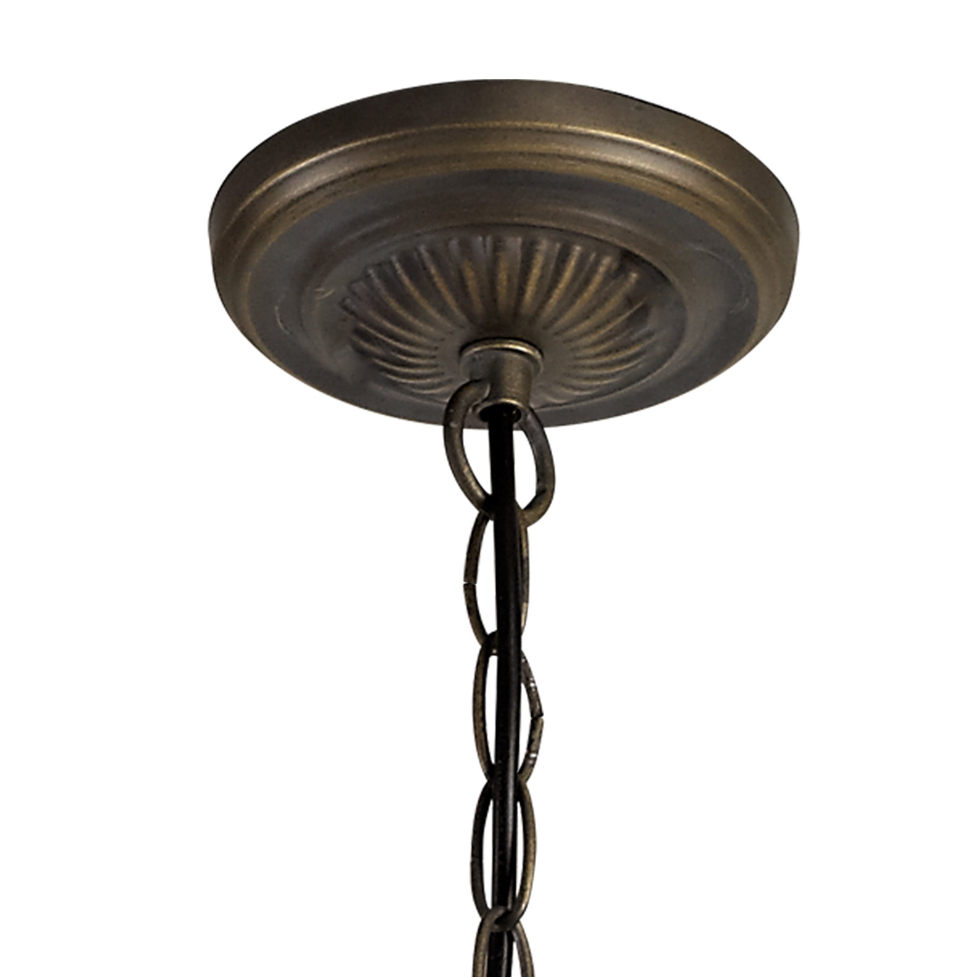 Oksana 2/3 Light Medium/Large Uplighter Centre Ceiling Light E27 With 30cm Tiffany Shade, Blue & Clear Crystal & Aged Antique Brass