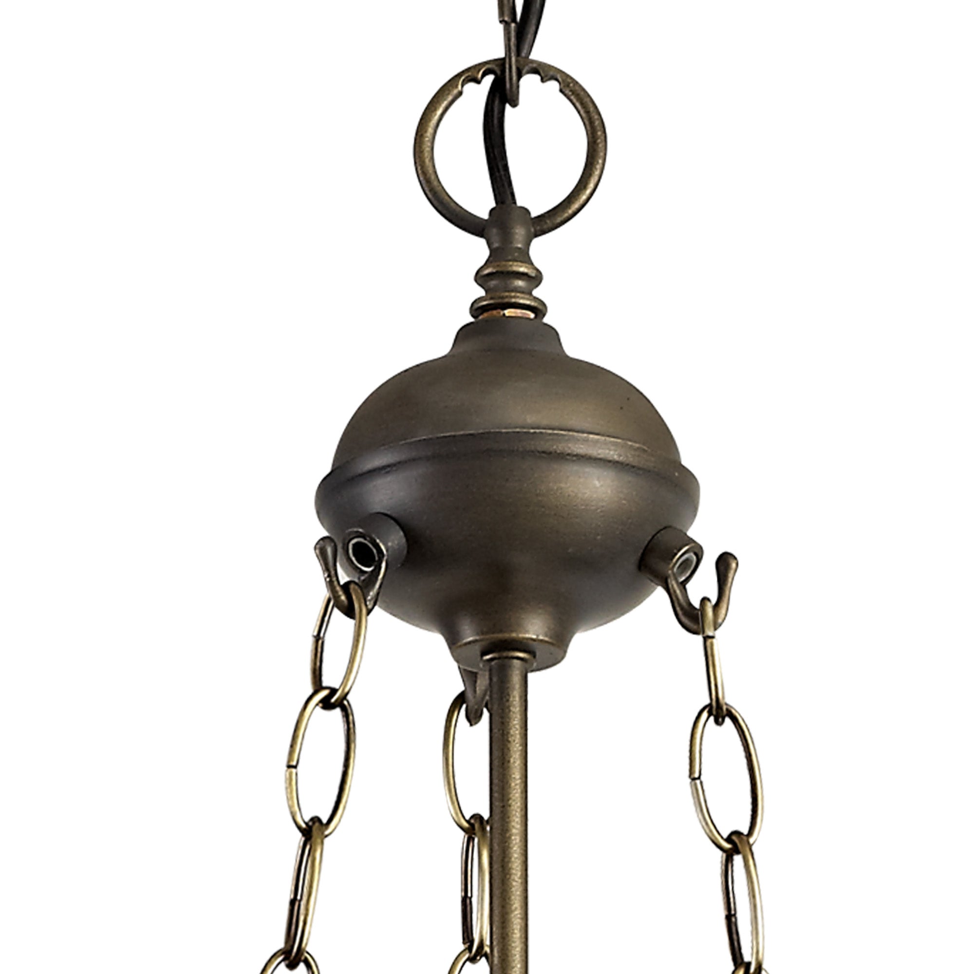 Oksana 2/3 Light Medium/Large Uplighter Centre Ceiling Light E27 With 30cm Tiffany Shade, Blue & Clear Crystal & Aged Antique Brass