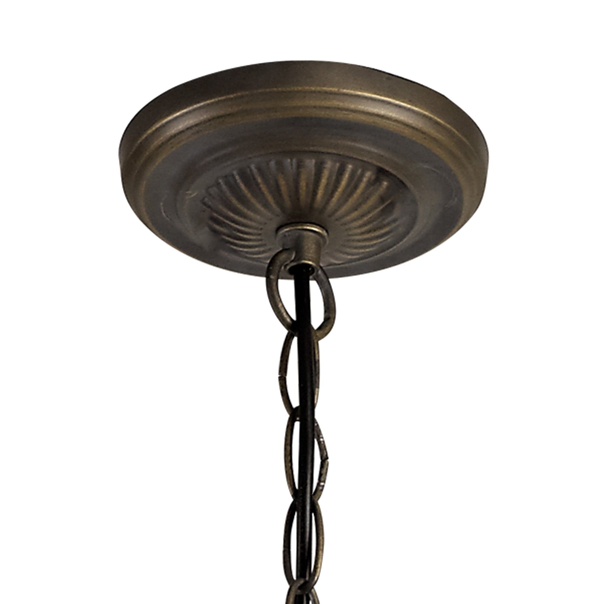 Oksana 2/3 Light Medium/Large Uplighter Centre Ceiling Light E27 With 30cm Tiffany Shade, Blue & Clear Crystal & Aged Antique Brass