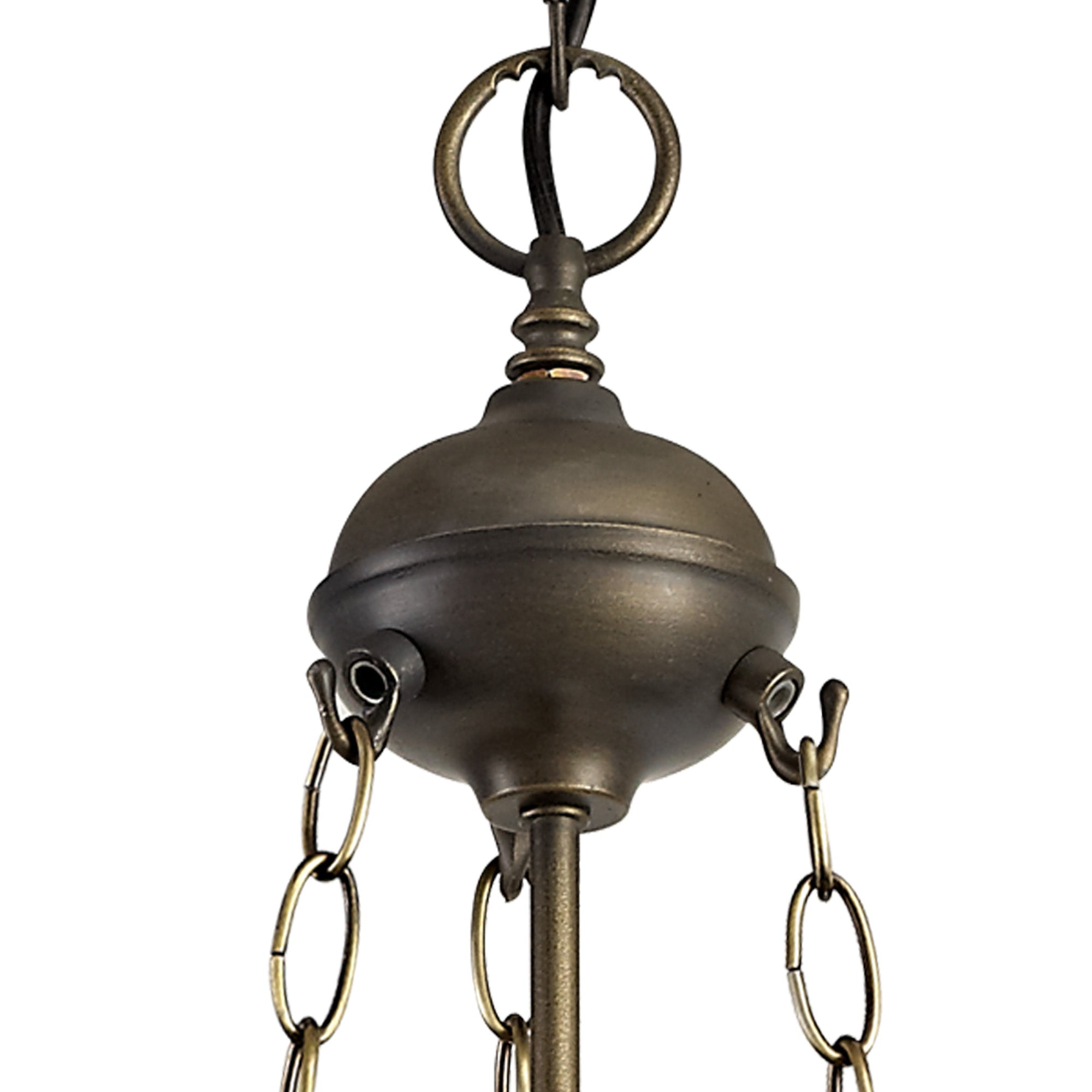 Oksana 2/3 Light Medium/Large Uplighter Centre Ceiling Light E27 With 30cm Tiffany Shade, Blue & Clear Crystal & Aged Antique Brass