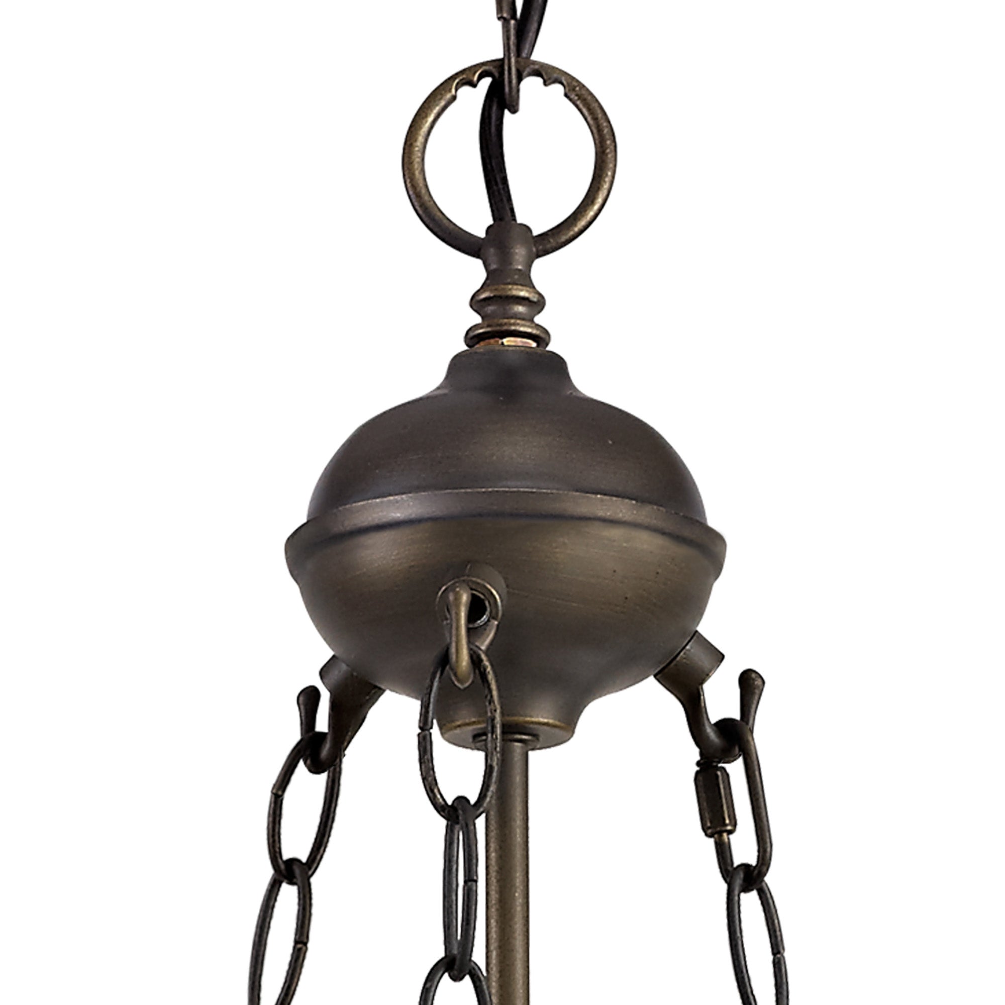 Oksana 2/3 Light Medium/Large Uplighter Centre Ceiling Light E27 With 30cm Tiffany Shade, Blue & Clear Crystal & Aged Antique Brass