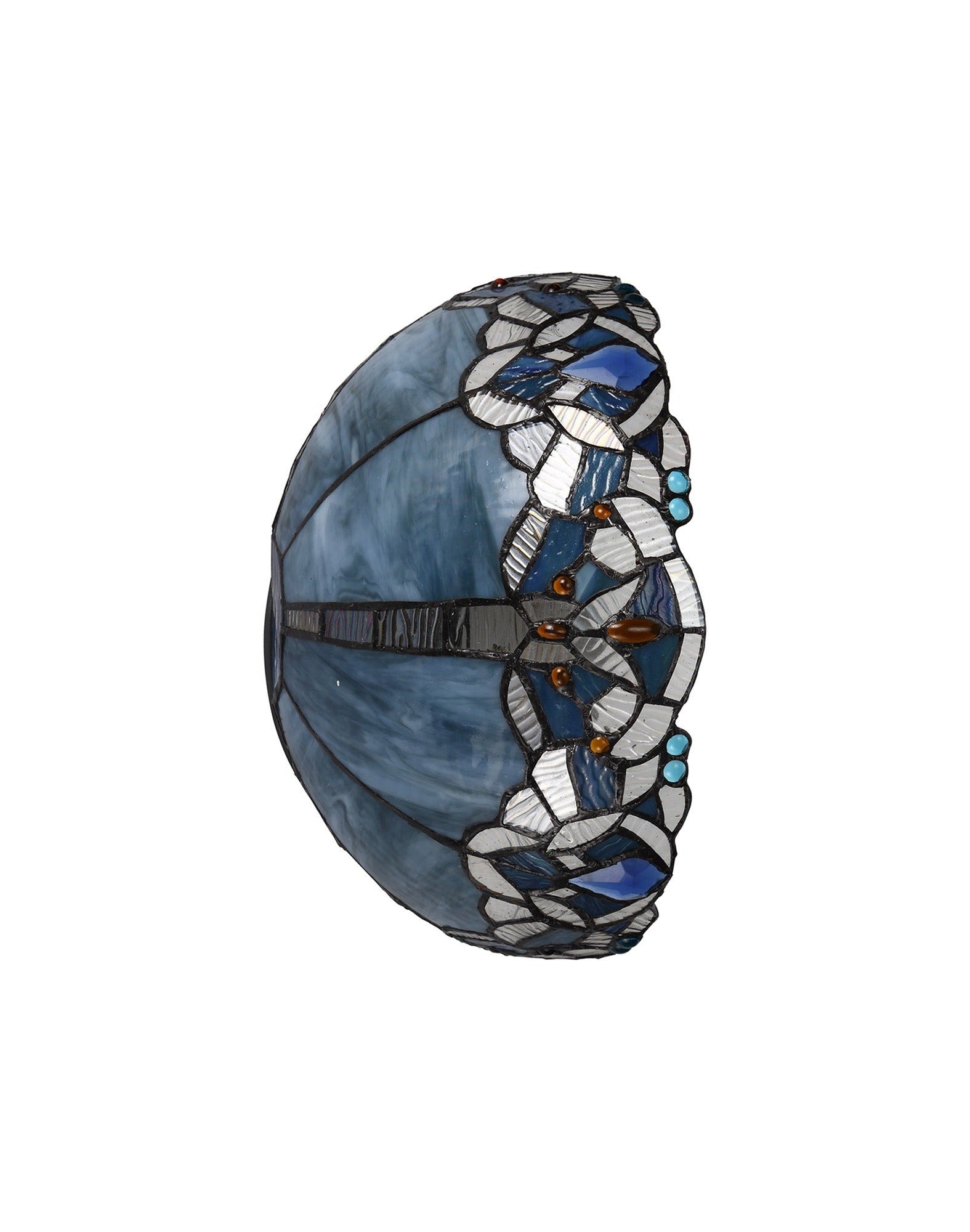 Oksana Tiffany 30cm Indoor Double Wall Light, 2 x E14, Blue & Clear Crystal