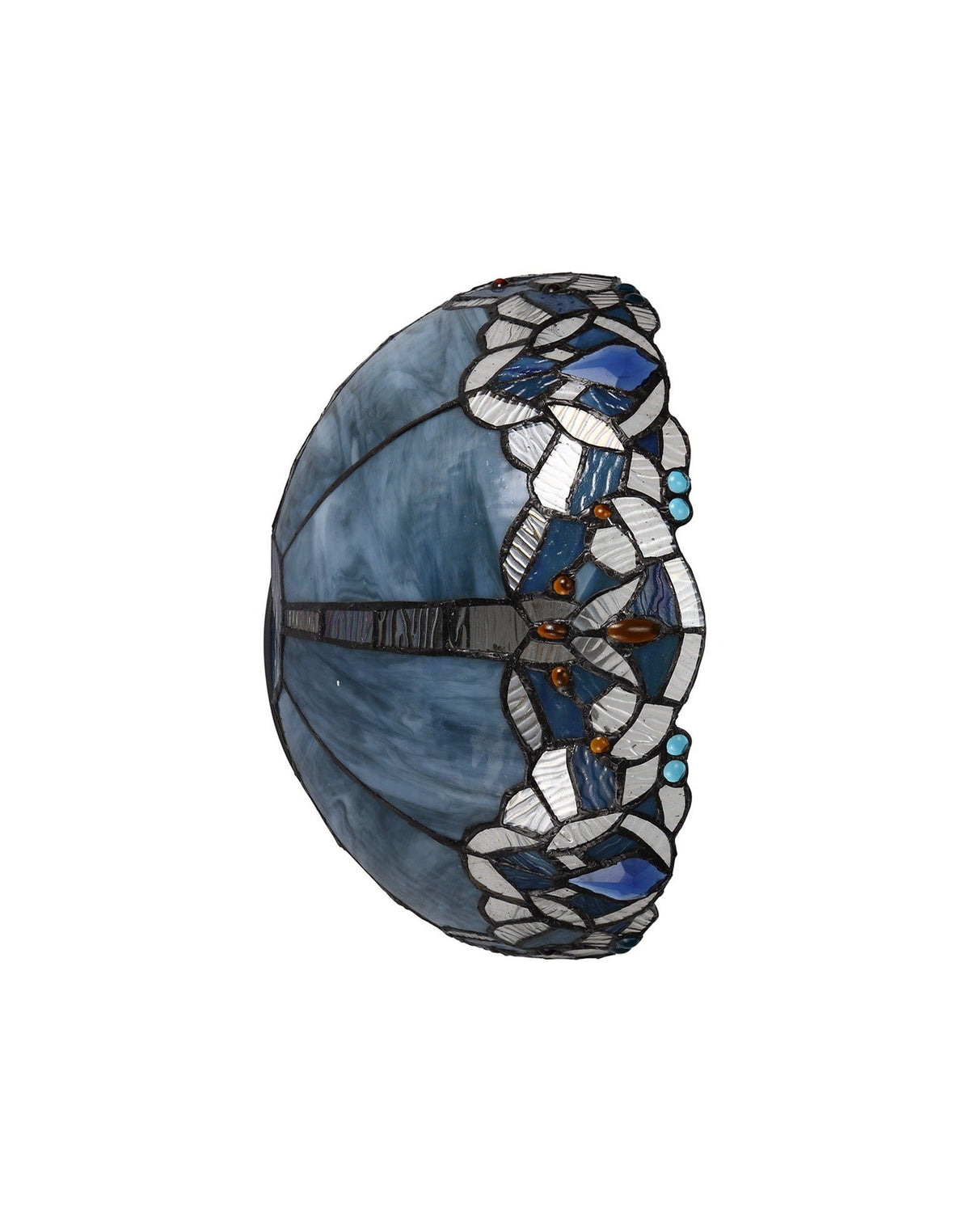 Oksana Tiffany 30cm Indoor Double Wall Light, 2 x E14, Blue & Clear Crystal