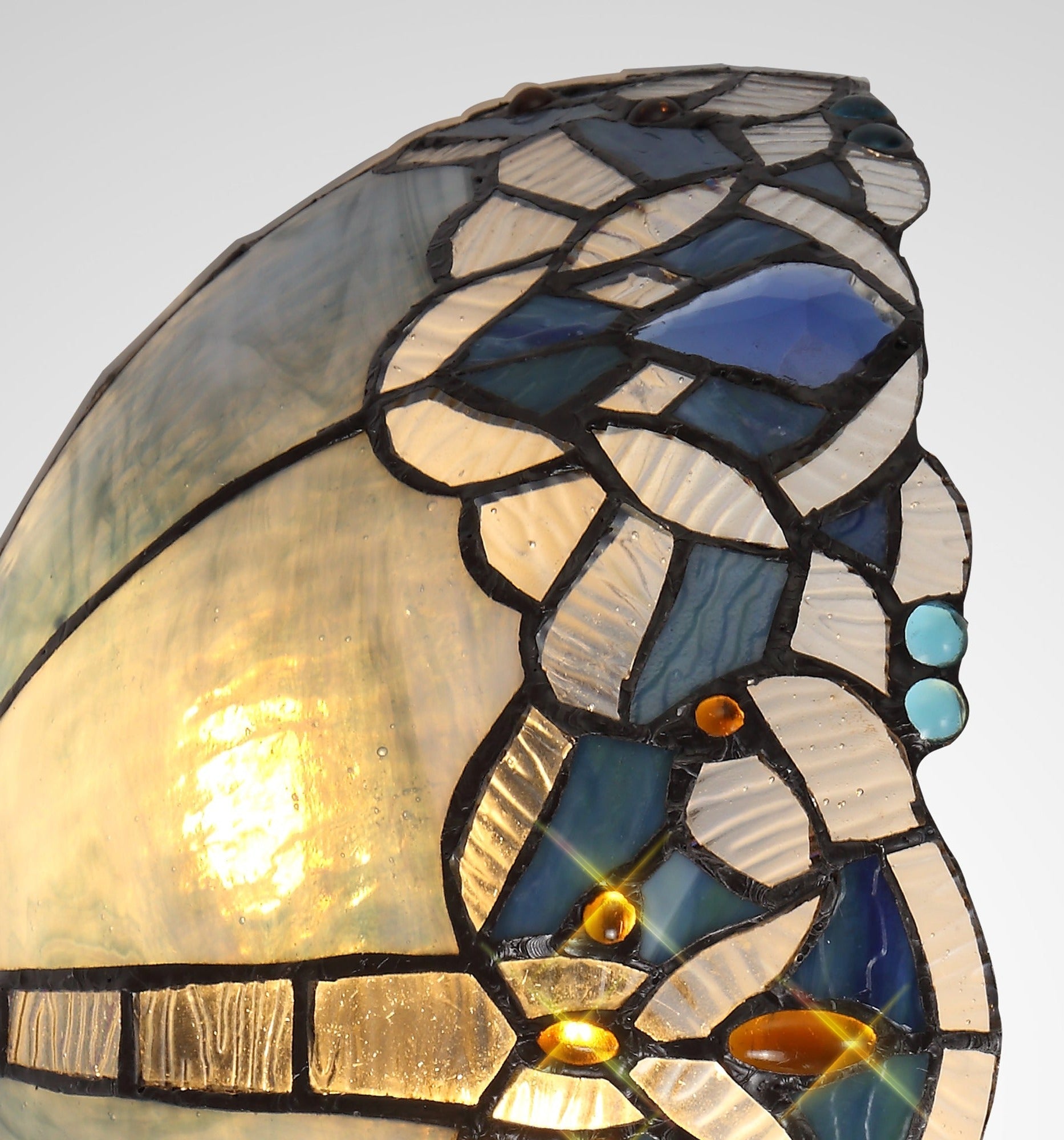 Oksana Tiffany 30cm Indoor Double Wall Light, 2 x E14, Blue & Clear Crystal