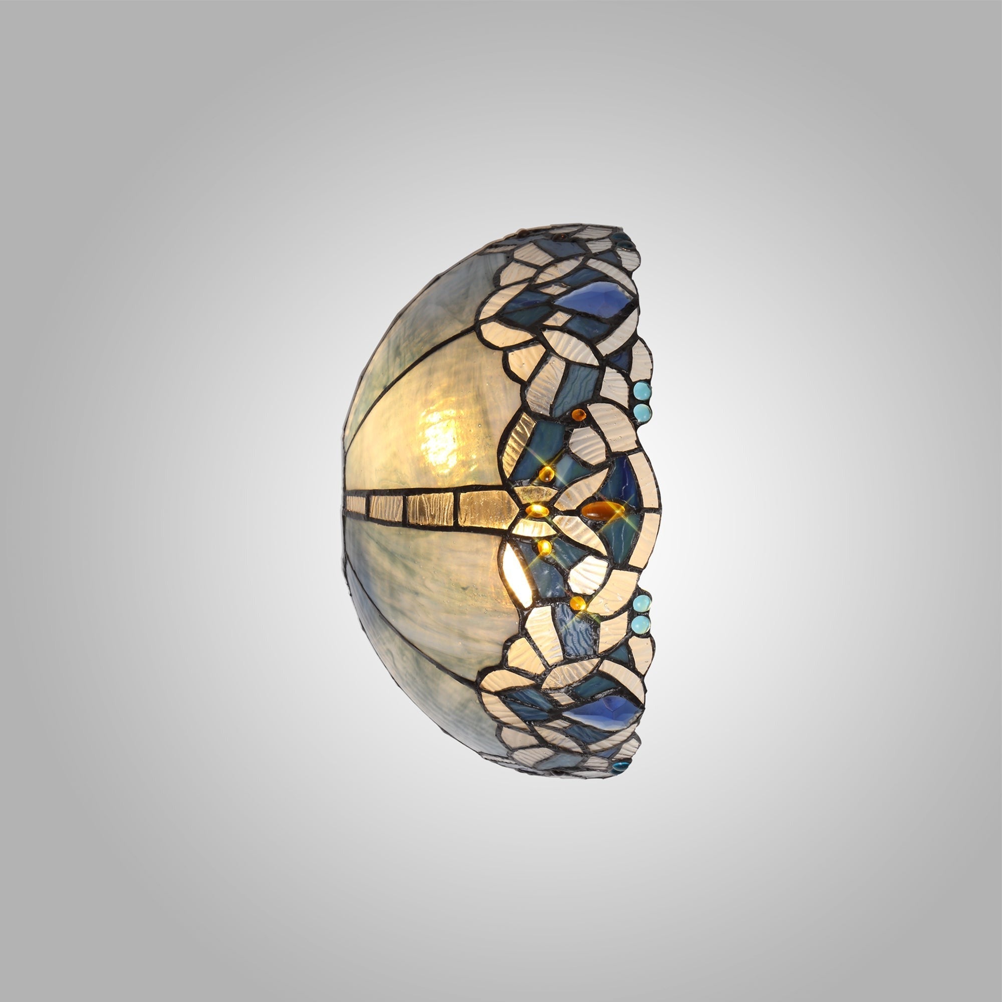 Oksana Tiffany 30cm Indoor Double Wall Light, 2 x E14, Blue & Clear Crystal