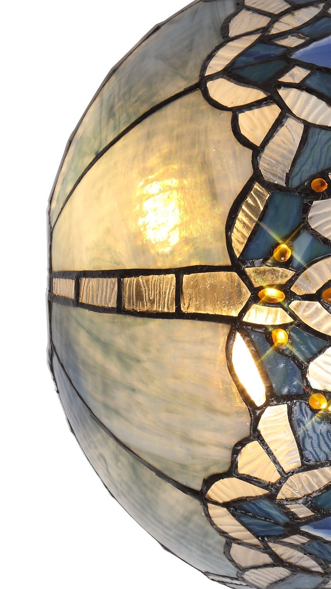 Oksana Tiffany 30cm Indoor Double Wall Light, 2 x E14, Blue & Clear Crystal