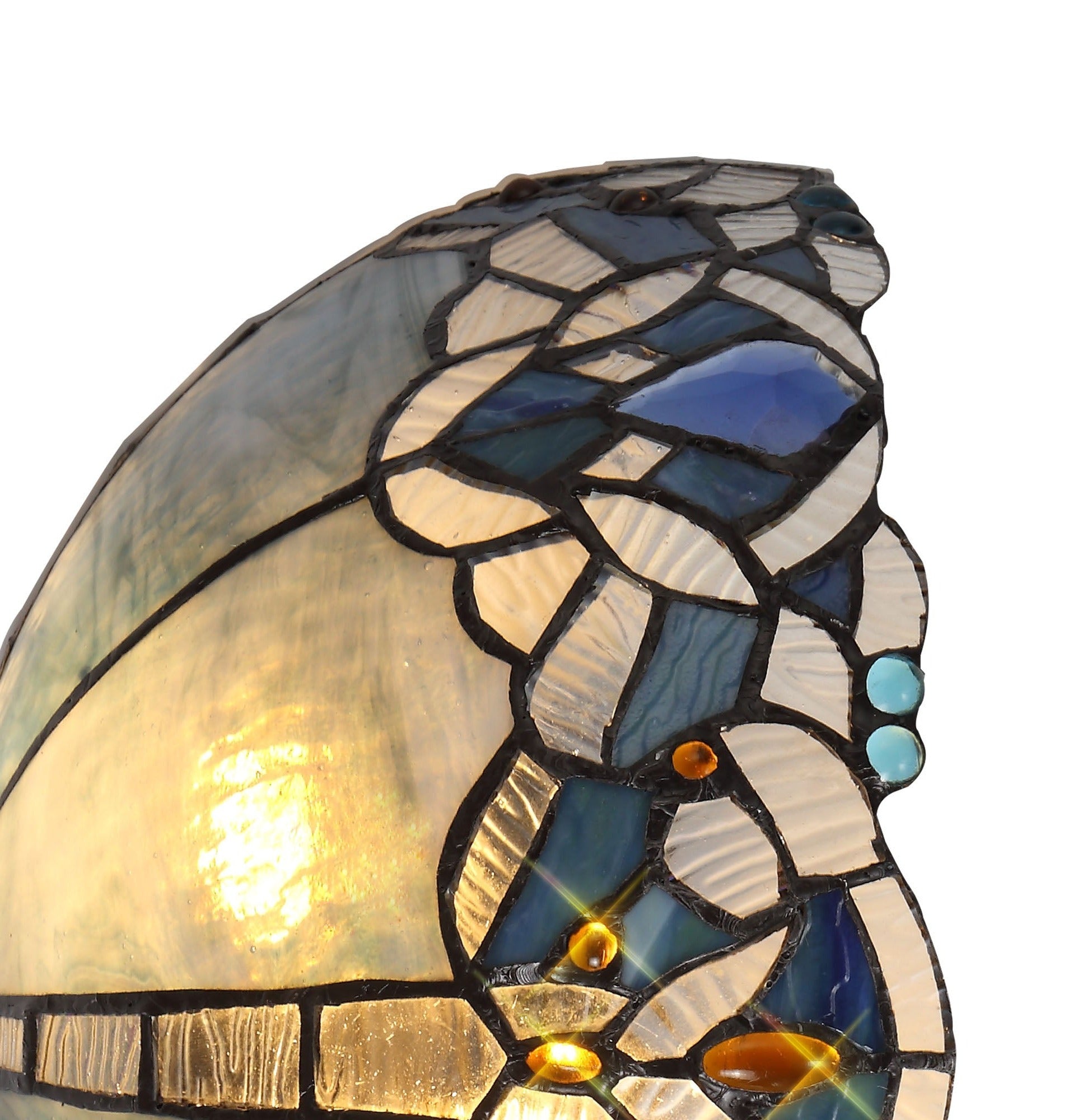 Oksana Tiffany 30cm Indoor Double Wall Light, 2 x E14, Blue & Clear Crystal