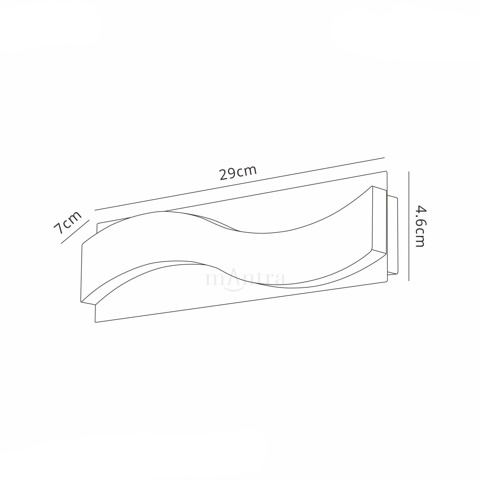 Ola Wall Lamp 5W LED Small Wave 3000K IP44, 450lm, Polished Chrome/Frosted Acrylic, 3yrs Warranty