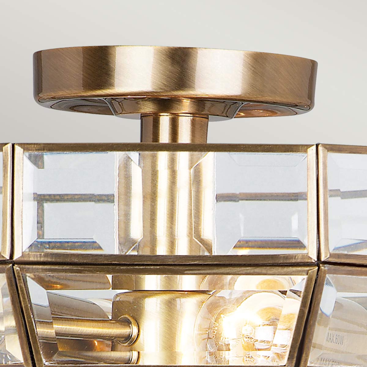 Old Park 2 Light Semi-Flush - Antique Brass/Polished Brass/ Polished Nickel E27