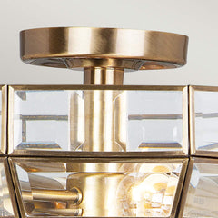 Old Park 2 Light Semi-Flush - Antique Brass/Polished Brass/ Polished Nickel E27