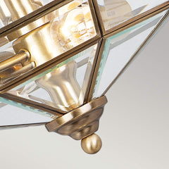 Old Park 2 Light Semi-Flush - Antique Brass/Polished Brass/ Polished Nickel E27