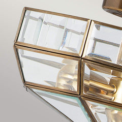 Old Park 2 Light Semi-Flush - Antique Brass/Polished Brass/ Polished Nickel E27