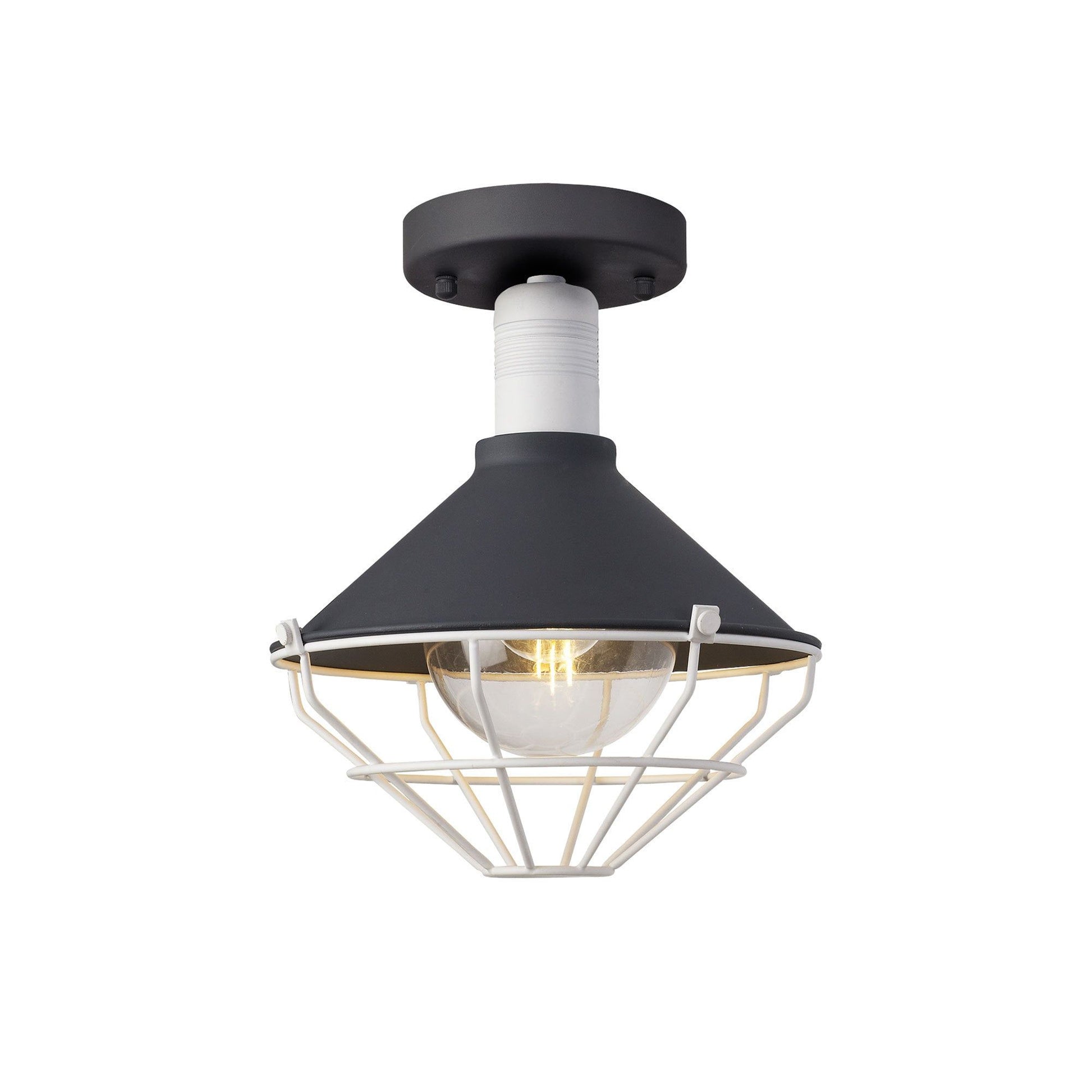 Ontario Semi-Flush Ceiling, 1 Light E27, IP65, Anthracite/Matt White, 2yrs Warranty