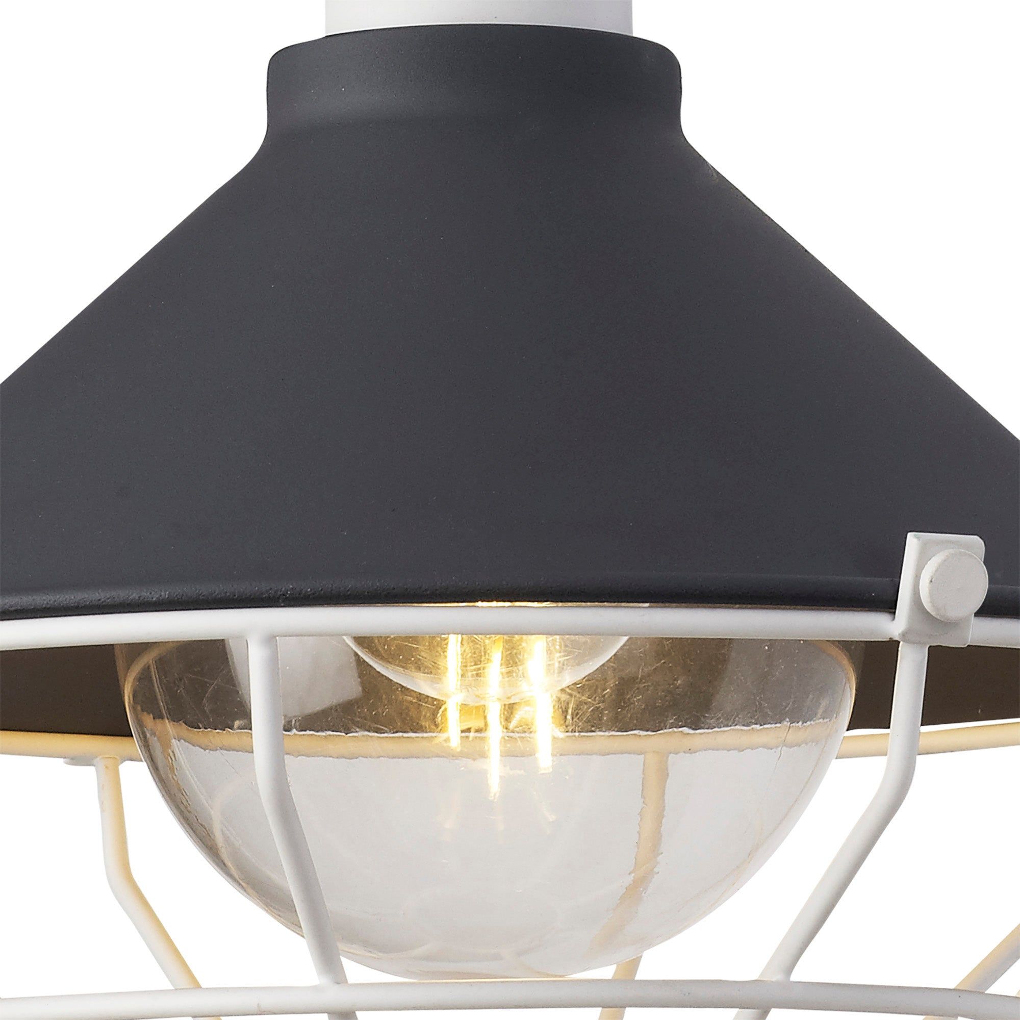 Ontario Semi-Flush Ceiling, 1 Light E27, IP65, Anthracite/Matt White, 2yrs Warranty