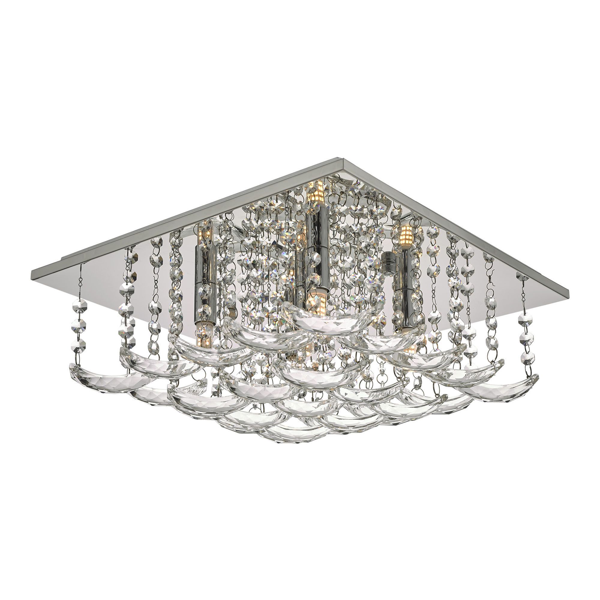 Orella 5/9 Light Flush Polished Chrome & Crystal