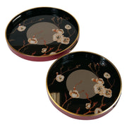 Oriental Bloom Trays (Set of 2) - Black & Gold Finish