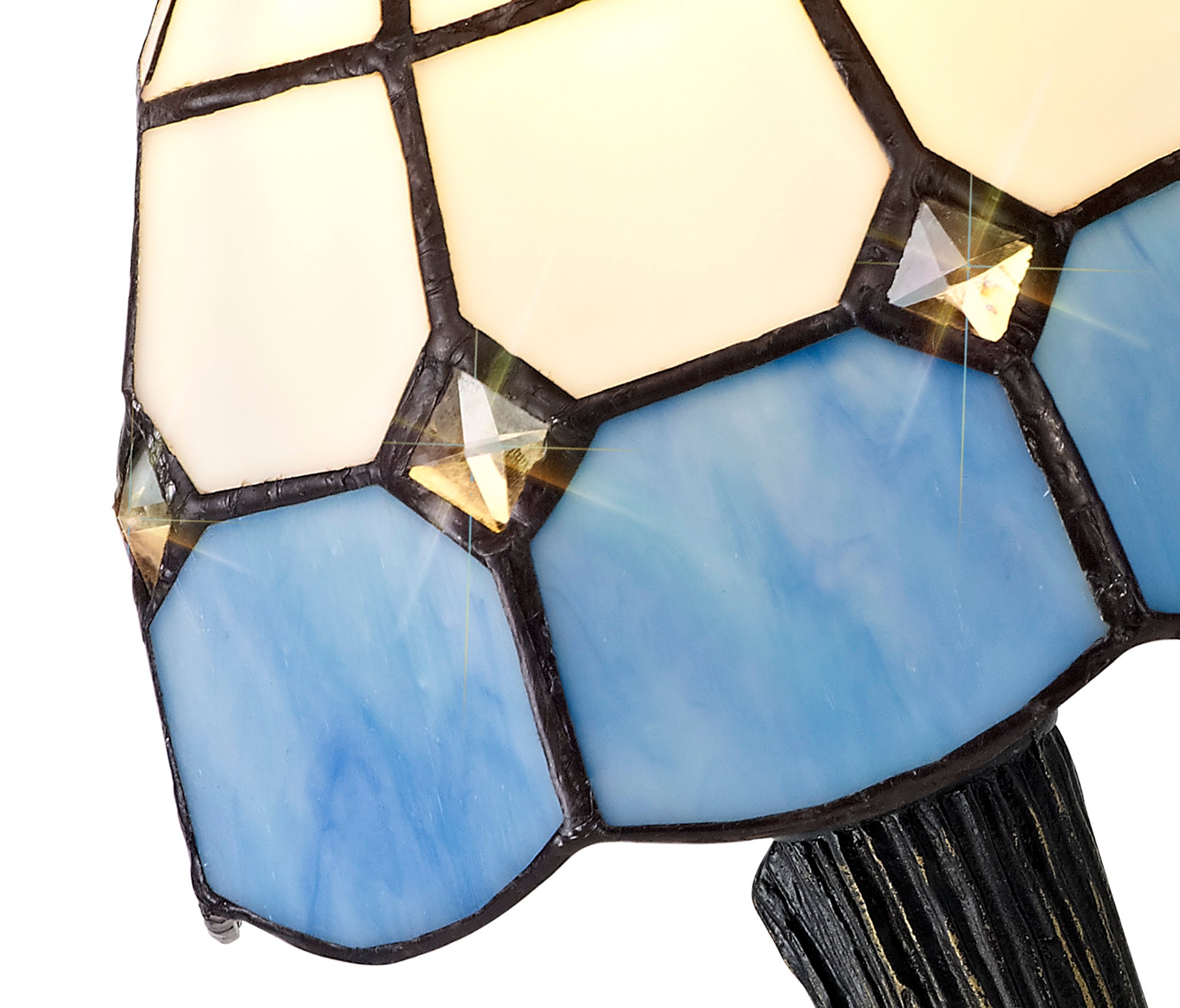 Orly Tiffany Table Lamp, 1 x E14, White & Blue & Clear Crystal Shade