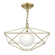 Dar Orsini 1 Light Pendant Antique Gold Opal Glass Shade - Cusack Lighting