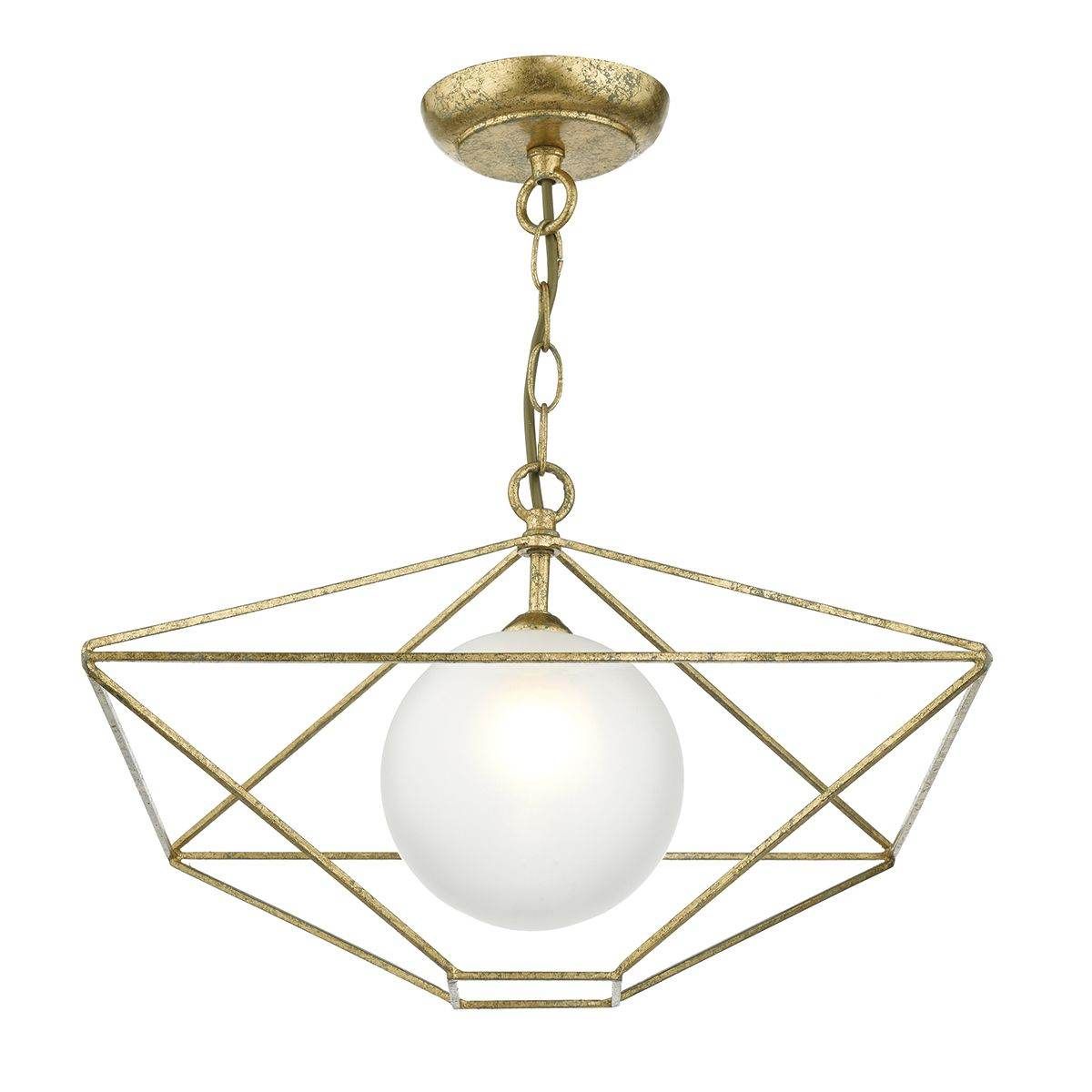 Dar Orsini 1 Light Pendant Antique Gold Opal Glass Shade - Cusack Lighting