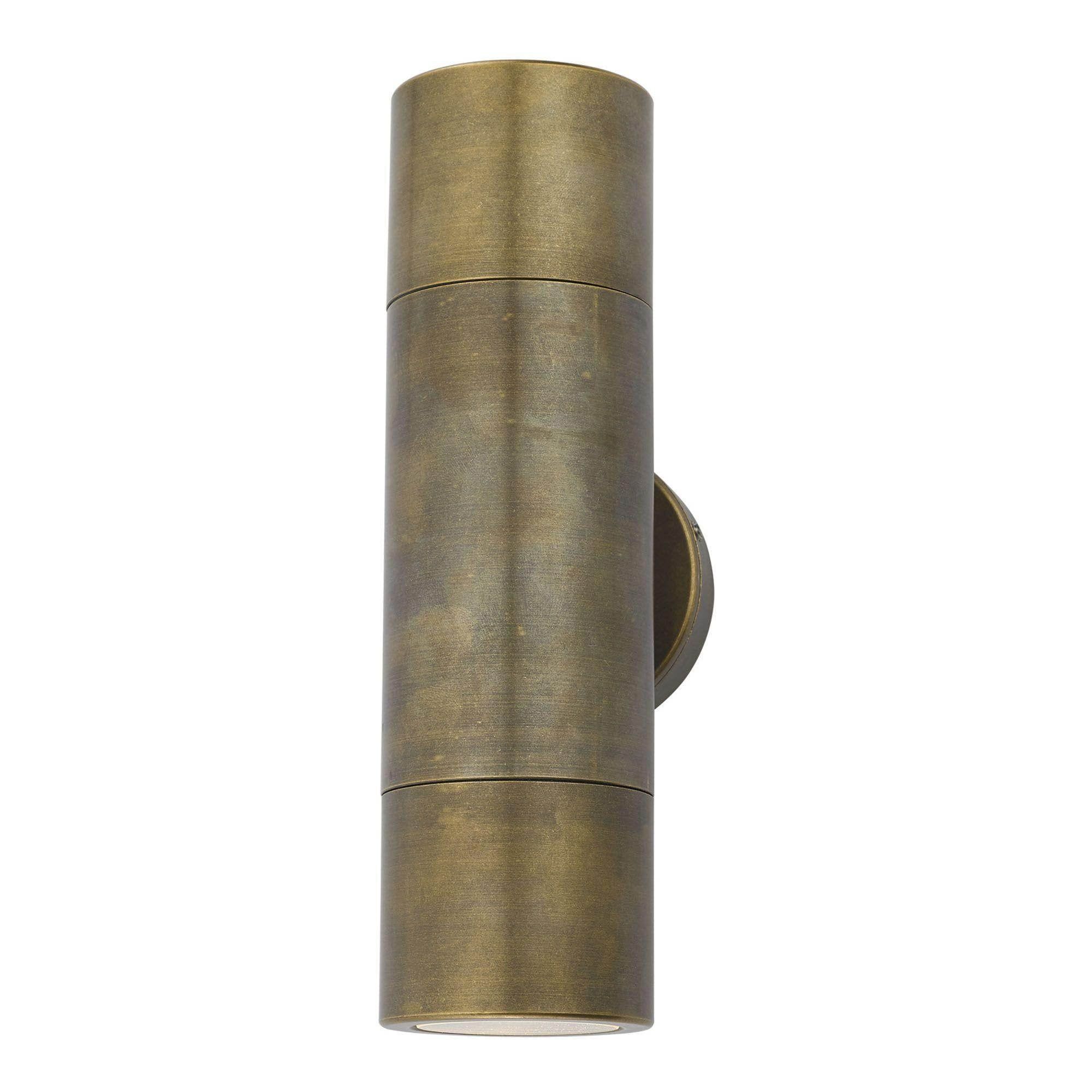 Dar Ortega 2 Light Wall Light Antique Brass IP65 - Cusack Lighting