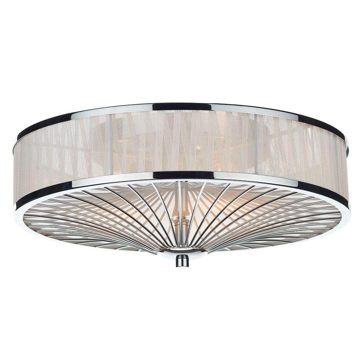 Dar Oslo 3 Light Flush Polished Chrome/ White - Cusack Lighting