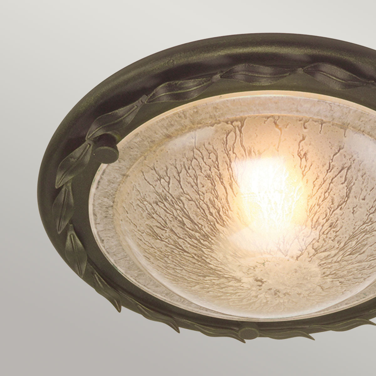 Olivia 1 Light Flush - Black & Gold Patina/ Ivory & Gold Patina E27
