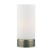 Dar Owen Touch Round Glass Table Lamp Antique Brass/Opal Glass - Cusack Lighting