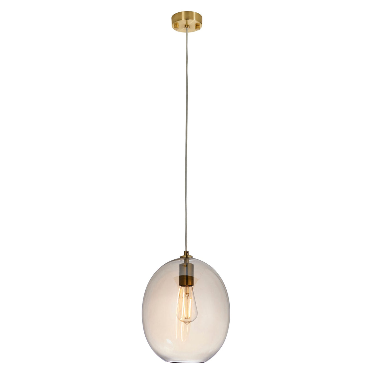 Bistro Satin Brass & Champagne Lustre Glass 1Lt LED Pendant - Various Styles