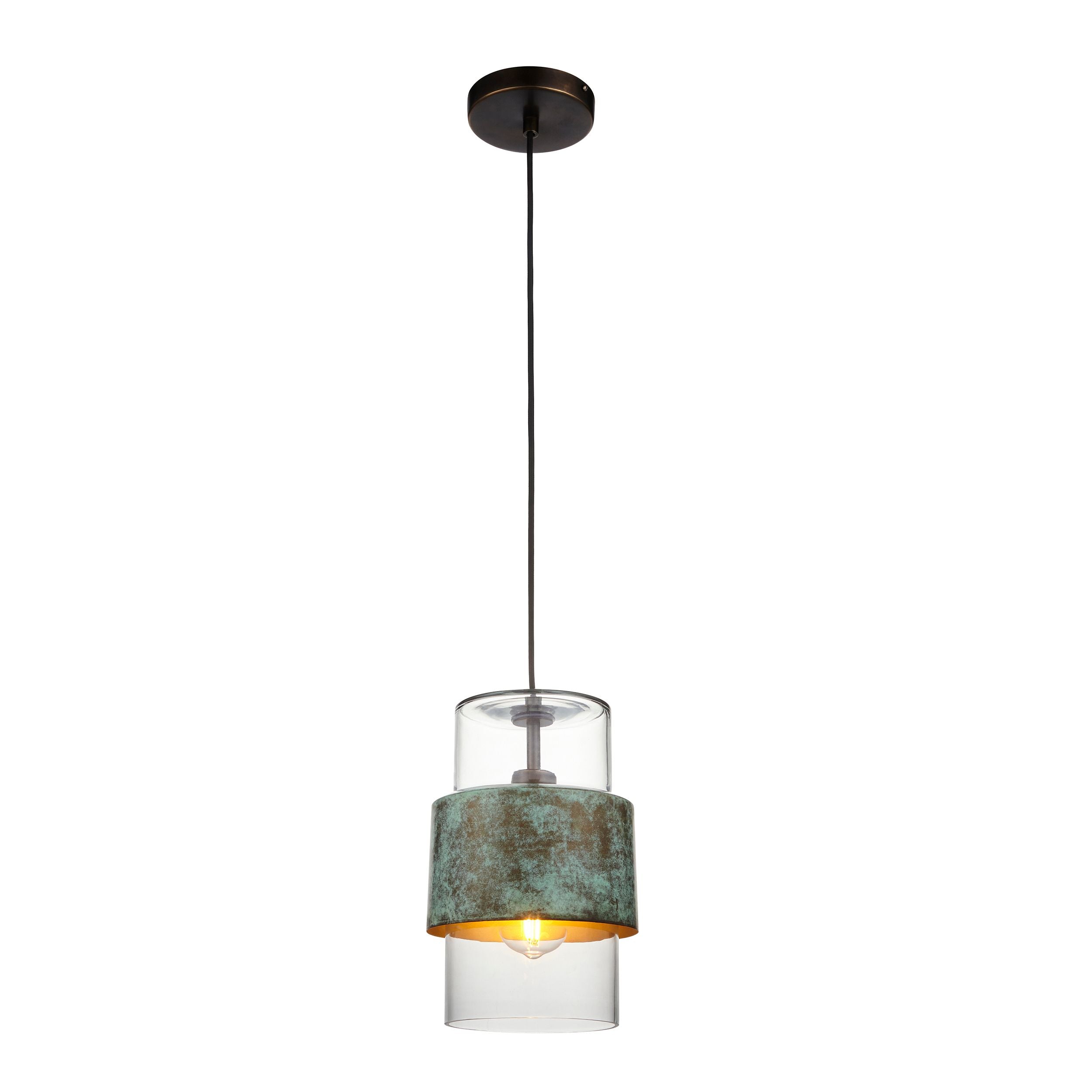 Alimos Hammered Metal & Textured/Clear Glass 1Lt LED Pendant - Various Styles