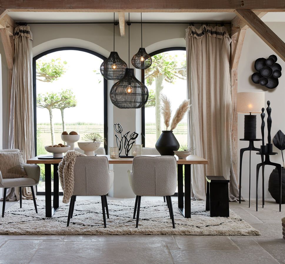Pacino Small/Medium/Large Hanging Lamp Rattan Natural - Black Finish