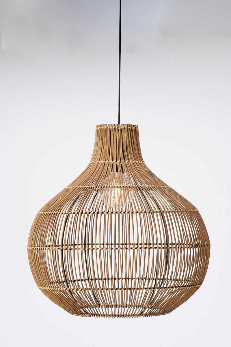Pacino Small/Medium/Large Hanging Lamp Rattan Natural - Brown/Black Finish - Cusack Lighting