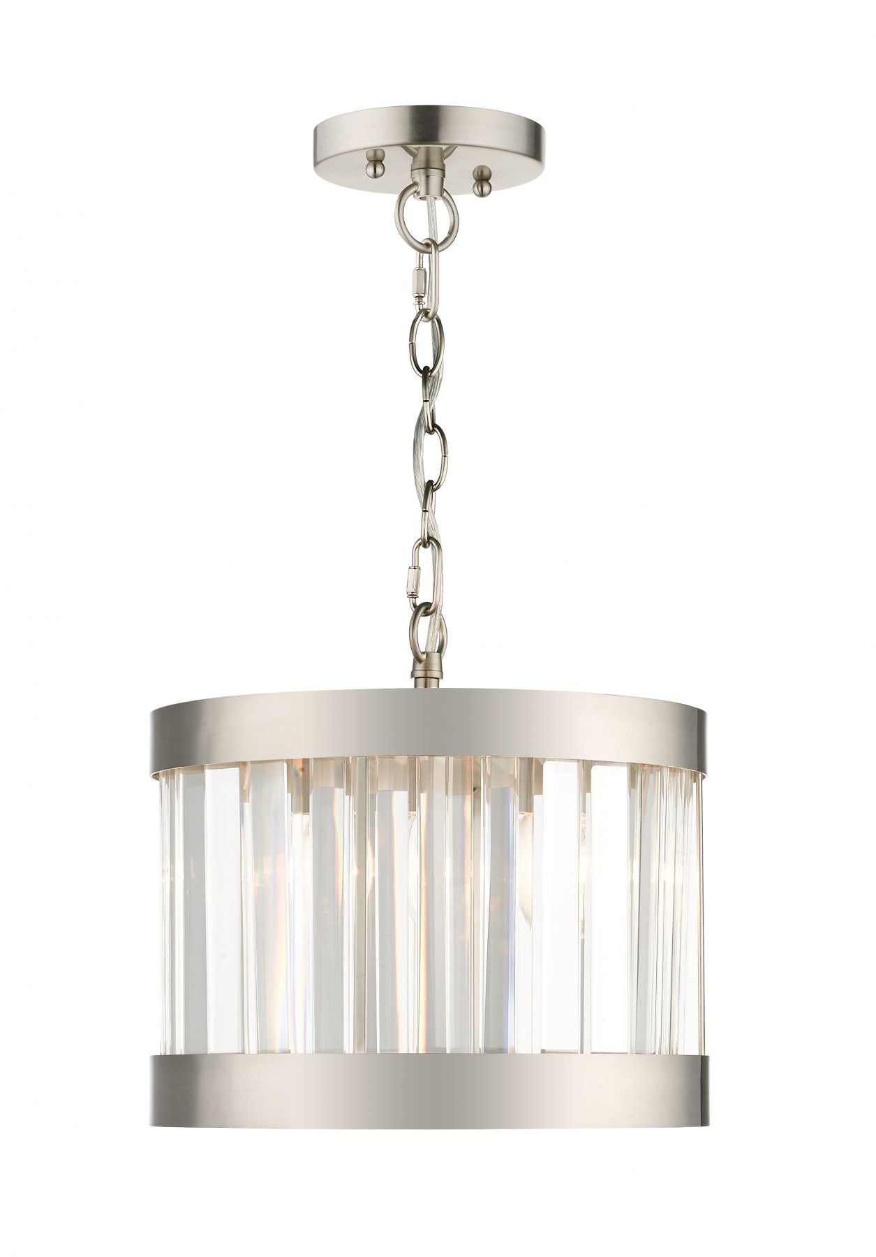 Pandora 1 Light Crystal Pendant Satin Chrome