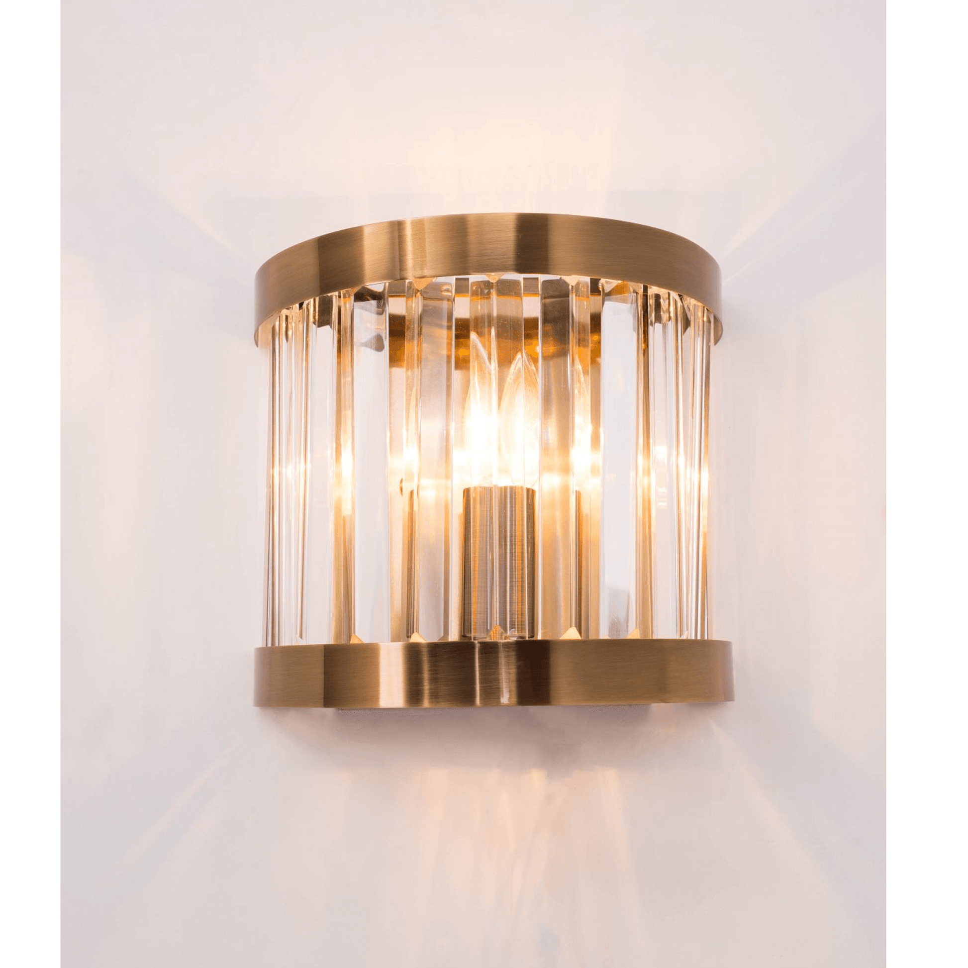 Pandora 1 Light Crystal Wall Light Satin Chrome/Polished Chrome/Antique Brass