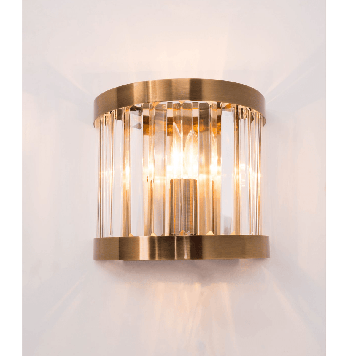 Pandora 1 Light Crystal Wall Light Satin Chrome/Polished Chrome/Antique Brass