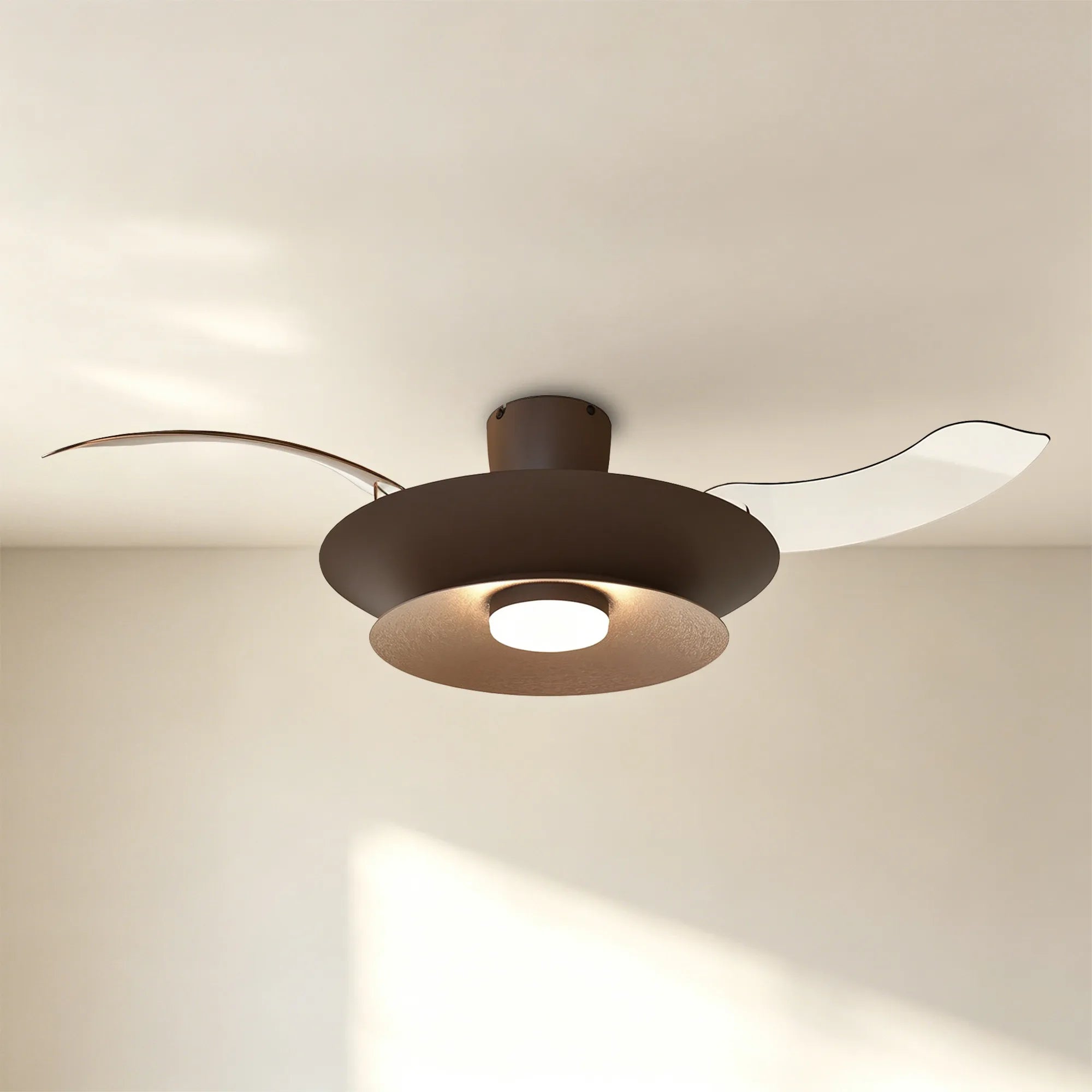 Patagonia 52cm LED Dimmable Ceiling Light With Built-In 30W DC Fan Remote Control- Coffee/ White Finishes