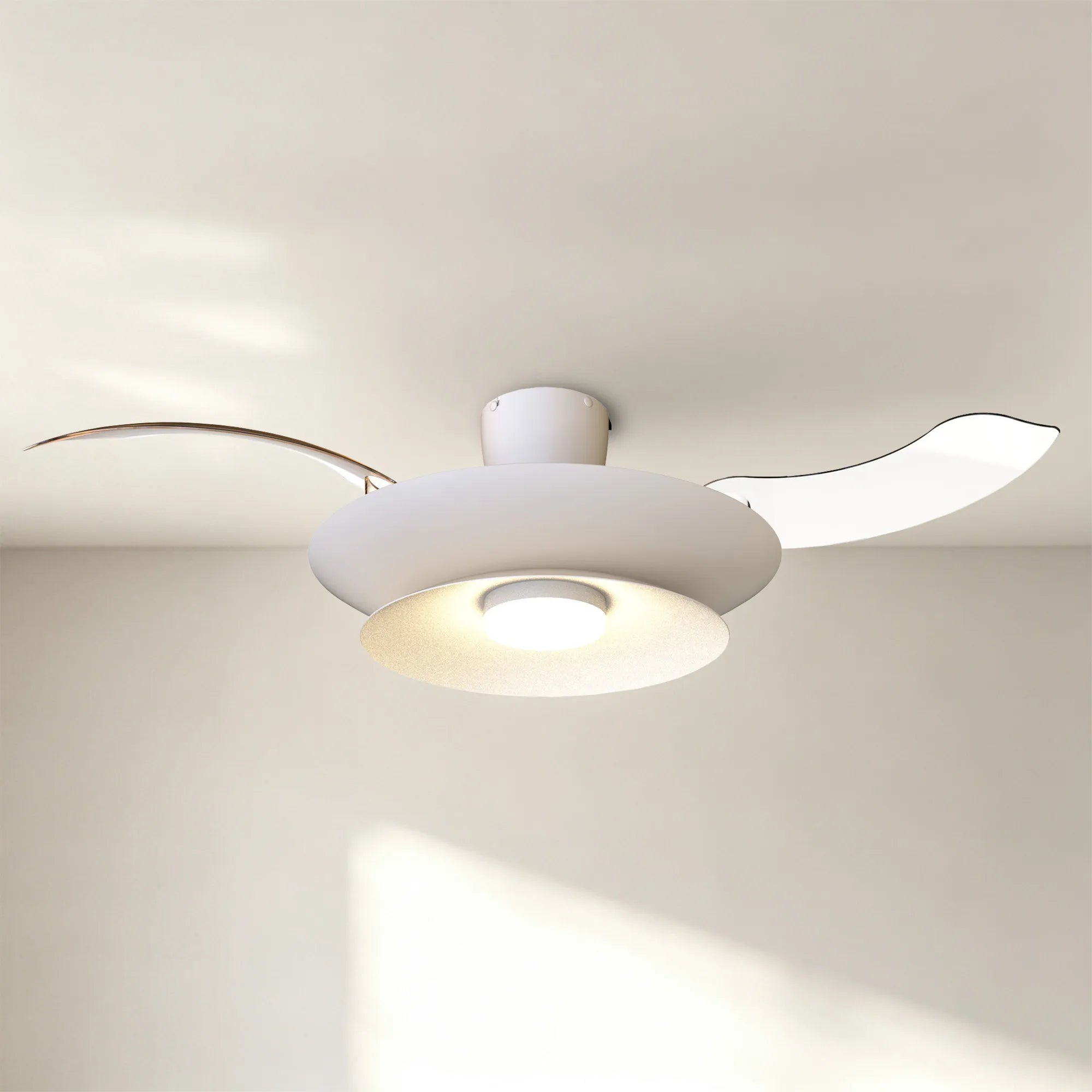 Patagonia 52cm LED Dimmable Ceiling Light With Built-In 30W DC Fan Remote Control- Coffee/ White Finishes