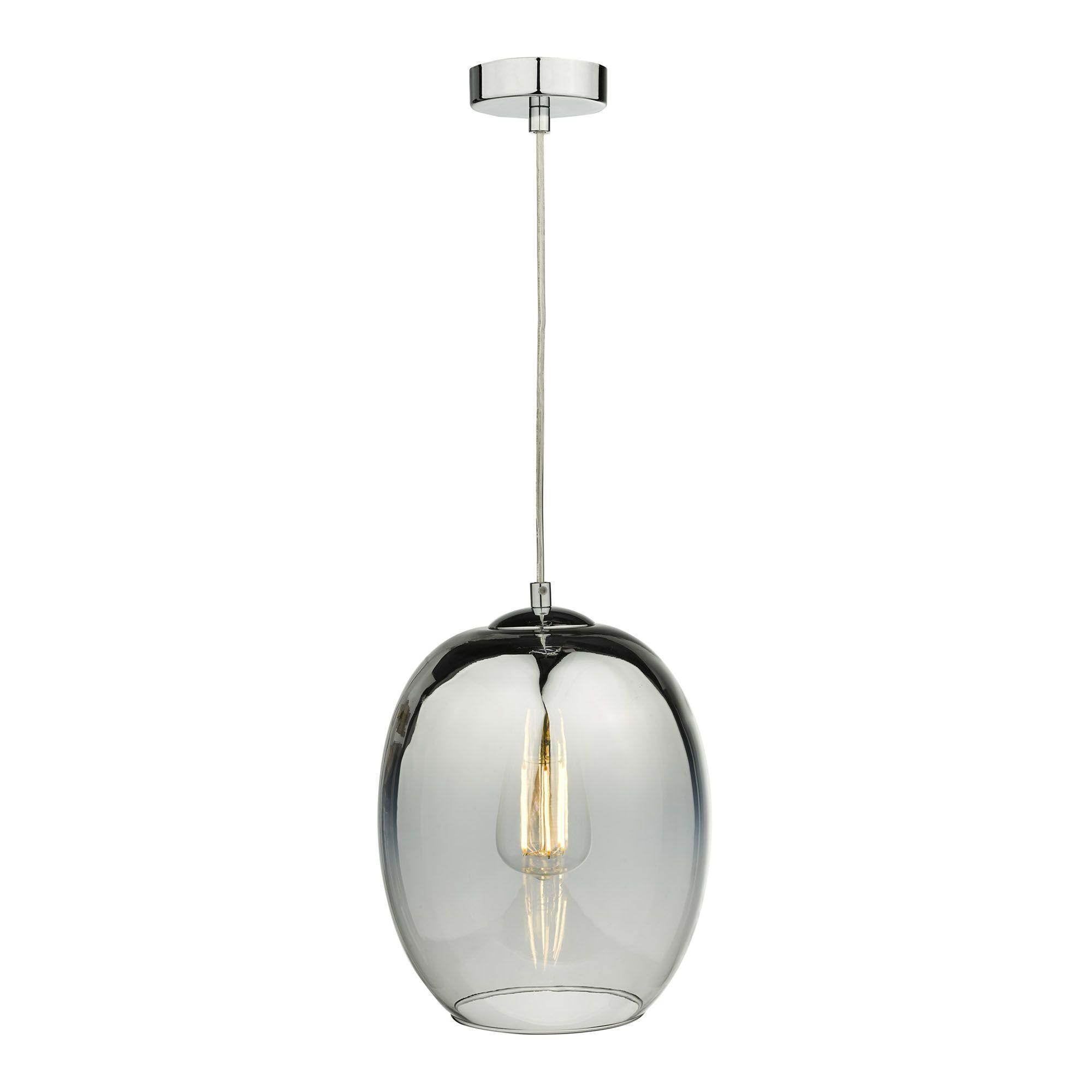 Dar Patrice 1 Light Pendant Silver Glass - Cusack Lighting