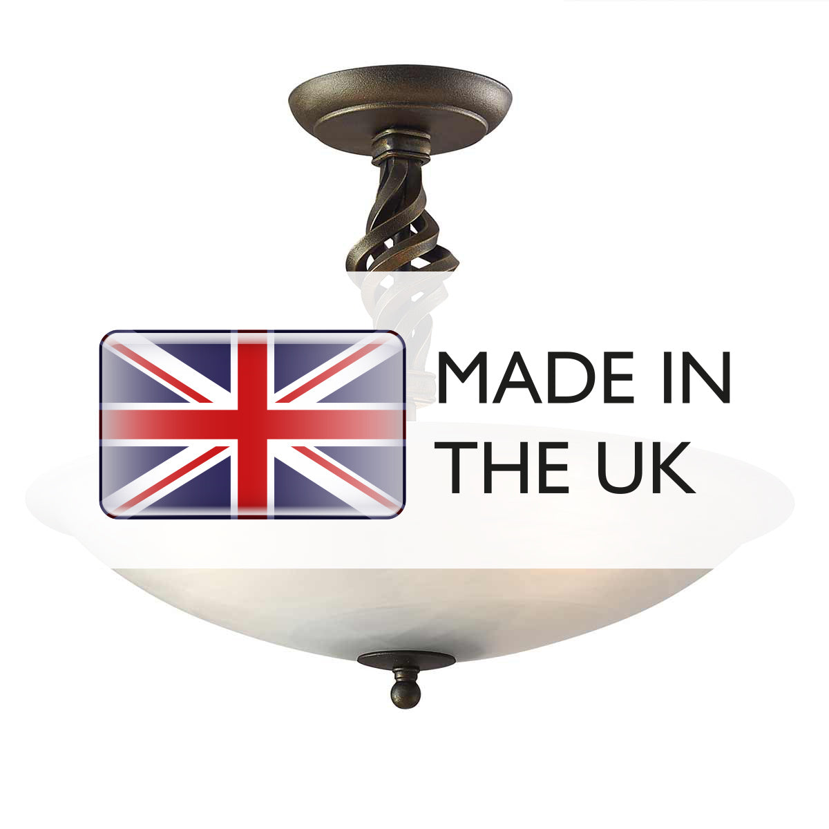 Pembroke 3 Light Semi-Flush - Black/ Black & Gold E14