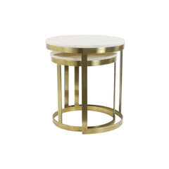 Perlato Side table marble White + Anitque Bronze 