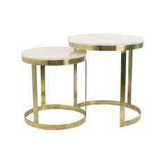 Perlato Side table marble White + Anitque Bronze 