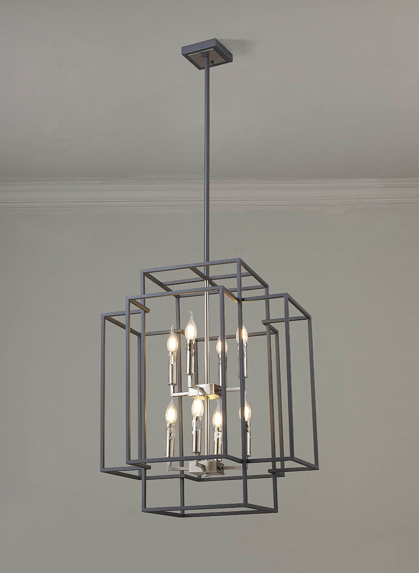 Pesaro Centre Ceiling Light, 4/8 x E14, Anthracite & Satin Nickel/Black & Gold