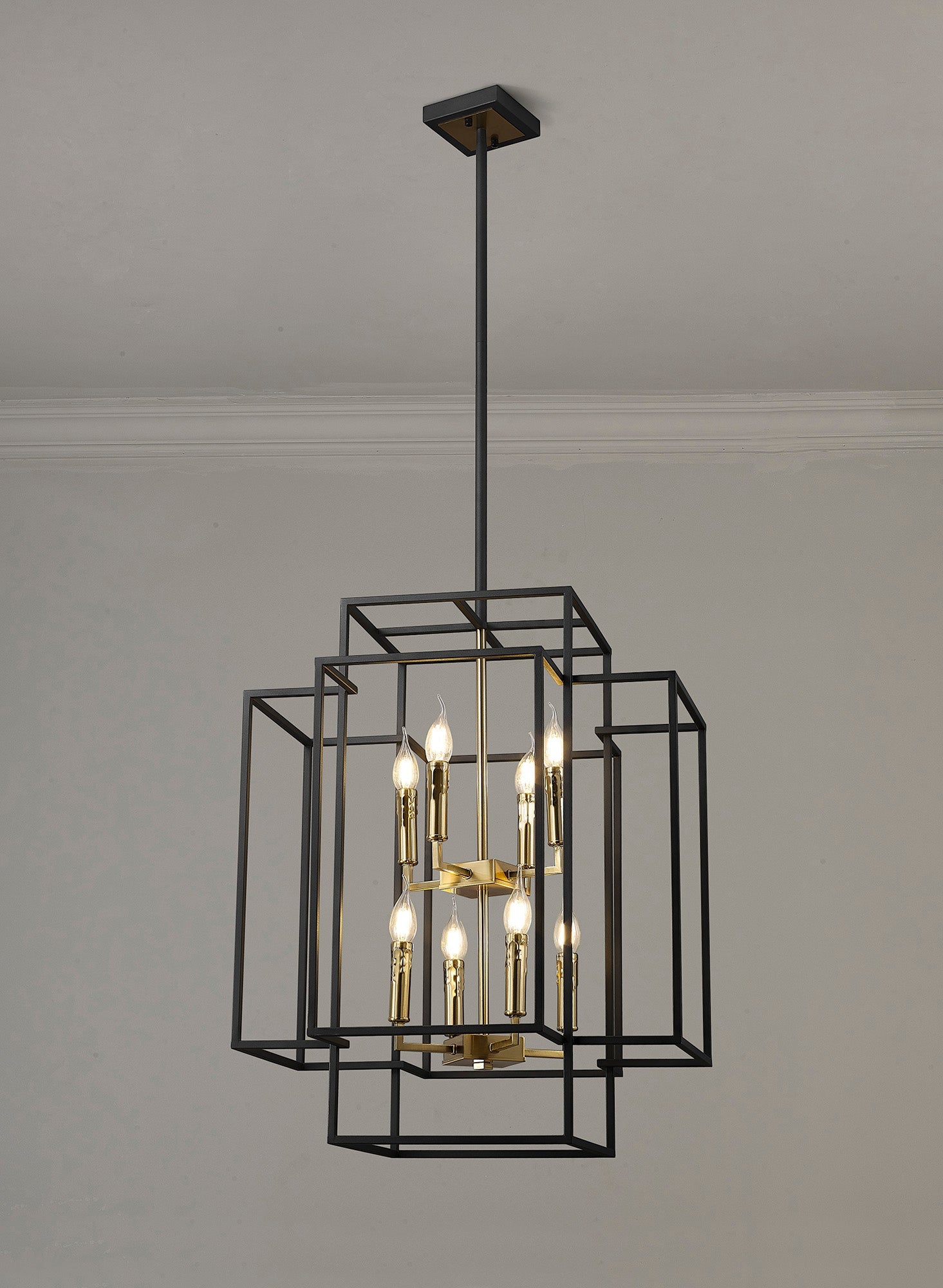 Pesaro Centre Ceiling Light, 4/8 x E14, Anthracite & Satin Nickel/Black & Gold
