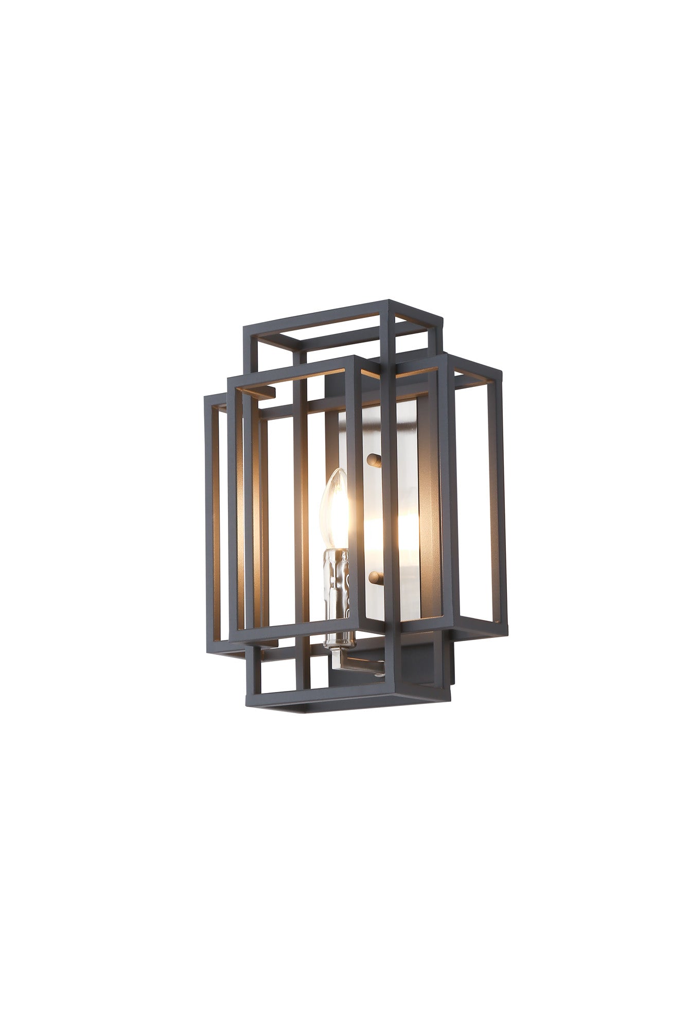 Pesaro Wall Lamp 1 Light E14, Anthracite & Satin Nickel/Black & Gold